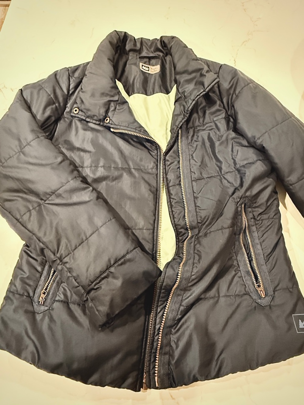 REI Blue Quilted Puffer Jacket with Light Liner
